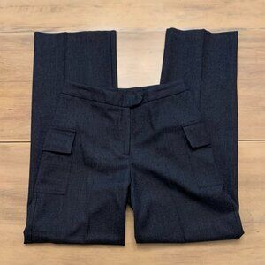 Madison Brown Pleated Wide Leg Business Slack Pants w/ Pockets Black/Grey Size 8